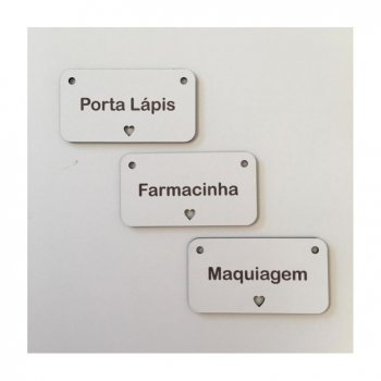 Kit com 3 TAGS em MDF BRANCO - Mod. 01