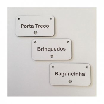 Kit com 3 TAGS em MDF BRANCO - Mod. 02
