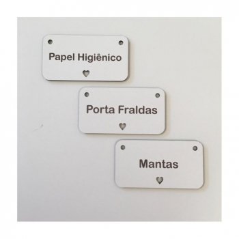 Kit com 3 TAGS em MDF BRANCO - Mod. 03
