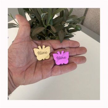 Kit com 5 TAGS Borboleta com Nome em Acrílico (P-M-G) - Mod 02