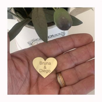 Kit com 30 Etiquetas TAG Coração Personalizada em Acrílico (P-M-G)