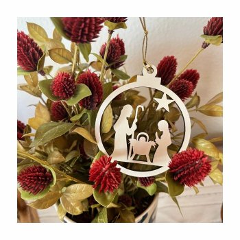 Bola de Natal Presépio em MDF Branco