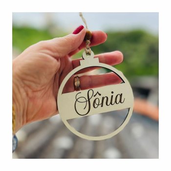 Bola de Natal Personalizada em MDF Branco