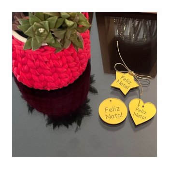Kit com 9 Etiquetas TAG FELIZ NATAL em Acrílico (P-M-G)