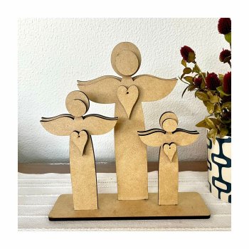 Trio de Anjos com Base em MDF