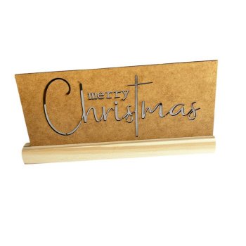 Placa Merry Christmas com Base em MDF