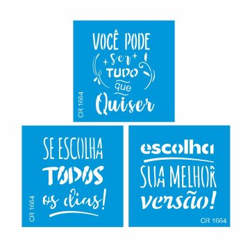 Kit com 3 Mini Stencil Frases - 05